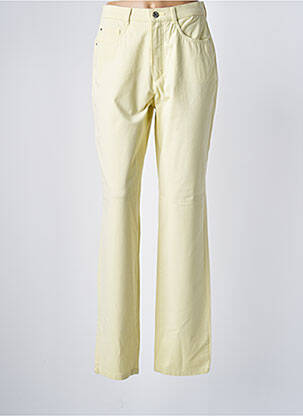 Pantalon droit fermeture zippée sous rabat boutonné jaune BRUNO SAINT HILAIRE femme