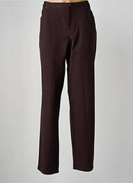 Pantalon droit fermeture zippée sous rabat boutonné marron LUCIA femme