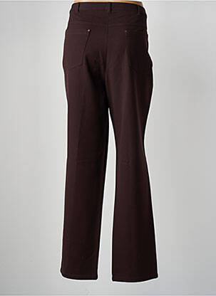 Pantalon droit fermeture zippée sous rabat boutonné marron LUCIA femme