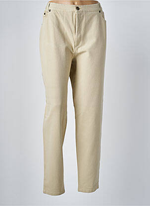 Pantalon droit fermeture zippée sous rabat boutonné beige LUCIA femme