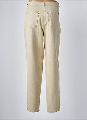 Pantalon droit fermeture zippée sous rabat boutonné beige LUCIA femme