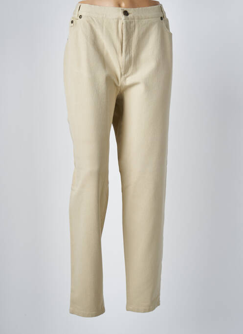 Pantalon droit fermeture zippée sous rabat boutonné beige LUCIA femme