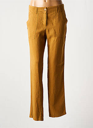 Pantalon droit fermeture zippée sous rabat boutonné taille normale jaune PAZ TORRAS femme