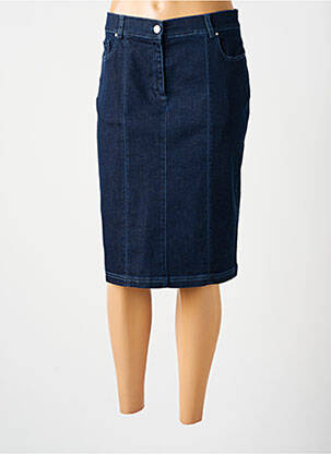 Jupe mi-longue stretch bleu PAZ TORRAS femme