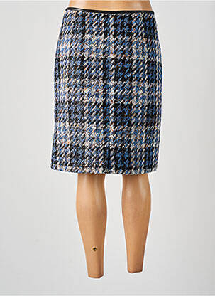 Jupe mi-longue taille à pinces bleu PAZ TORRAS femme