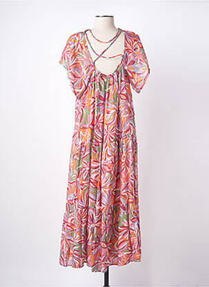 Robe longue manches courtes manches courtes rose LILI & LALA femme