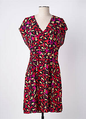 Robe mi-longue coupe évasée manches courtes rouge ARTLOVE femme