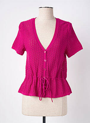 Gilet manches courtes fermeture boutonnée sur le devant rose LA PETITE ETOILE femme