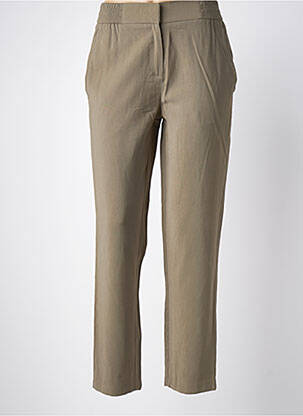 Pantalon droit fermeture zippée sous rabat avec crochet taille haute vert ARTLOVE femme