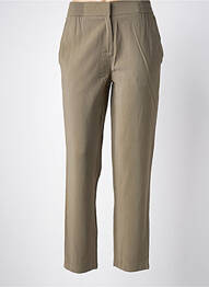 Pantalon droit fermeture zippée sous rabat avec crochet taille haute vert ARTLOVE femme