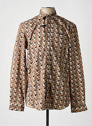 Chemise manches longues manches longues marron DELAHAYE homme