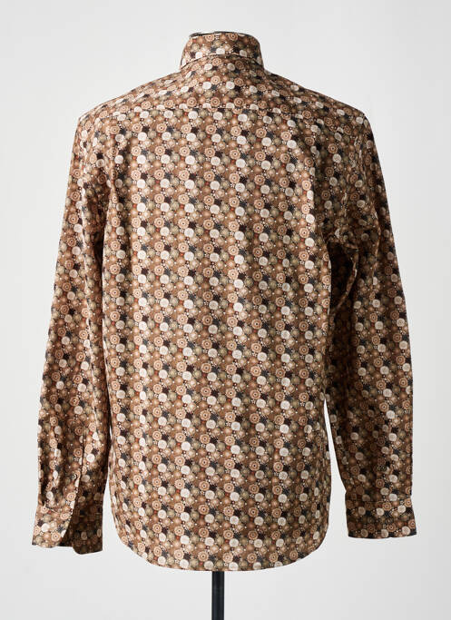 Chemise manches longues poignets boutonnés marron DELAHAYE homme