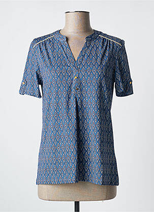 T-shirt col v manches courtes bleu DAMART femme