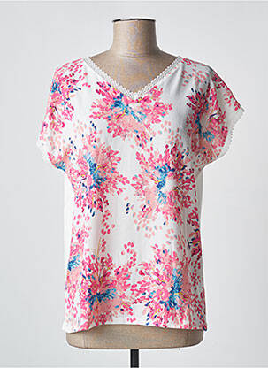 T-shirt col v manches courtes blanc DAMART femme