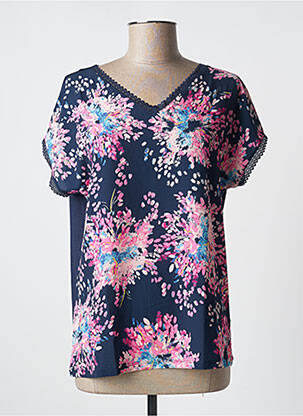 T-shirt col v manches courtes bleu DAMART femme