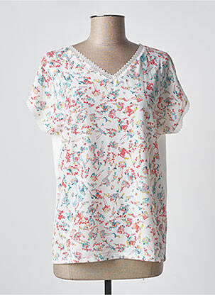 T-shirt col v manches courtes blanc DAMART femme