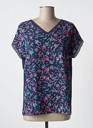T-shirt col v manches courtes bleu DAMART femme