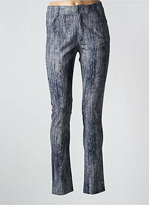 Pantalon slim tissage popeline taille normale bleu EVA KAYAN femme