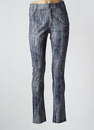 Pantalon slim tissage popeline taille normale bleu EVA KAYAN femme