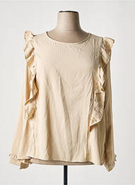 Blouse fermeture boutonnée au dos manches longues beige POMME ROUGE femme