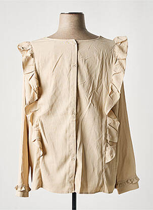 Blouse poignets boutonnés avec fente manches longues beige POMME ROUGE femme
