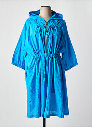 Trench tissage popeline a capuche bleu POMME ROUGE femme