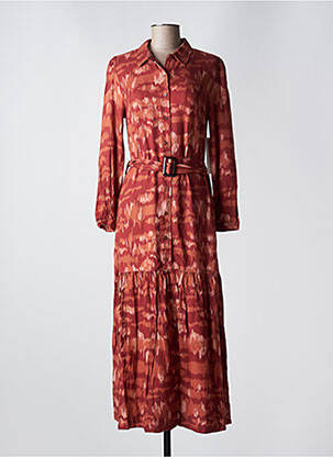 Robe longue coupe cintrée manches longues orange AGATHE & LOUISE femme