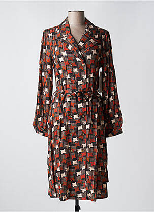 Robe mi-longue manches longues manches longues orange AGATHE & LOUISE femme