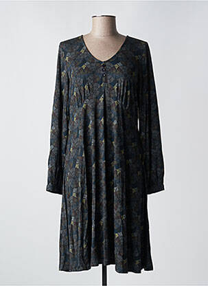 Robe mi-longue manches longues manches longues bleu AGATHE & LOUISE femme