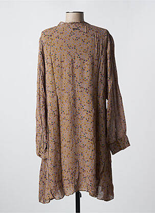 Robe mi-longue imprimé fleurs manches longues violet AGATHE & LOUISE femme