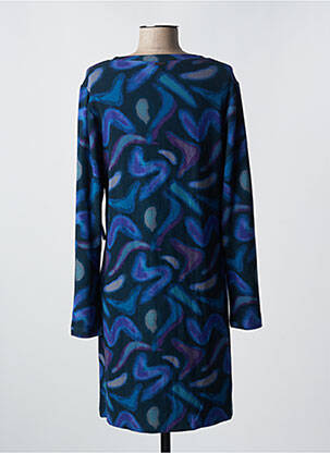 Robe mi-longue imprimé fantaisie manches longues bleu AGATHE & LOUISE femme