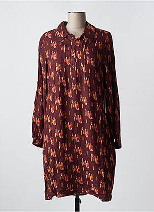 Robe mi-longue manches longues manches longues marron AGATHE & LOUISE femme