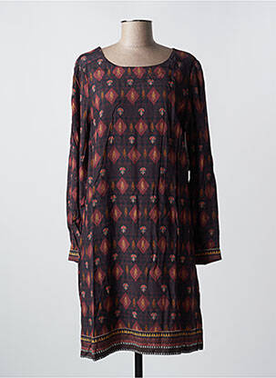 Robe mi-longue manches longues manches longues marron AGATHE & LOUISE femme