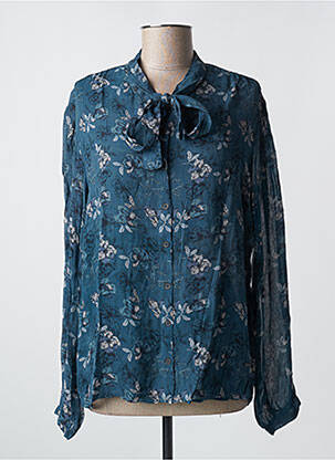 Chemisier imprimé fleurs manches longues bleu AGATHE & LOUISE femme