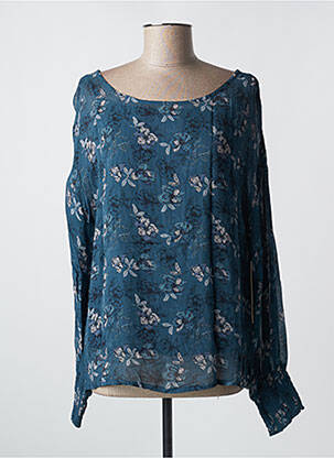 Blouse imprimé fleurs manches longues bleu AGATHE & LOUISE femme
