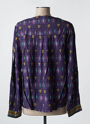 Blouse tissage popeline manches longues violet AGATHE & LOUISE femme