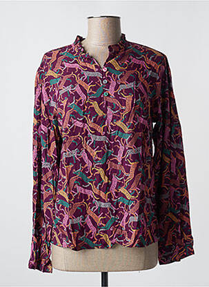 Blouse imprimé fantaisie manches longues violet AGATHE VELMONT femme