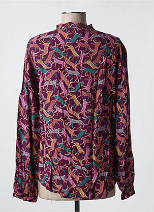 Blouse imprimé fantaisie manches longues violet AGATHE VELMONT femme