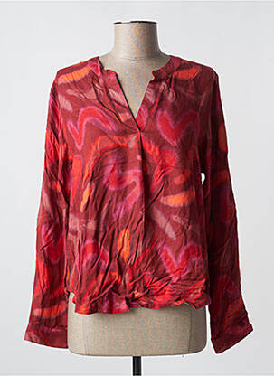 Blouse poignets boutonnés avec fente manches longues rouge AGATHE & LOUISE femme
