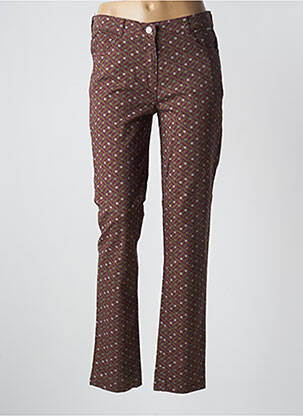 Jeans coupe slim poches taille haute marron AGATHE & LOUISE femme