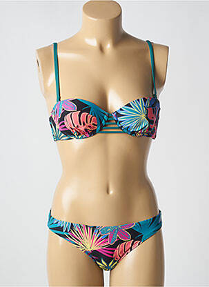 Maillot de bain 2 pièces stretch haut soutien-gorge balconnet vert CHERRY BEACH femme
