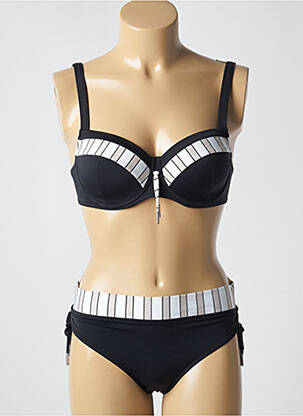 Maillot de bain 2 pièces stretch haut soutien-gorge moulé noir LIDEA femme