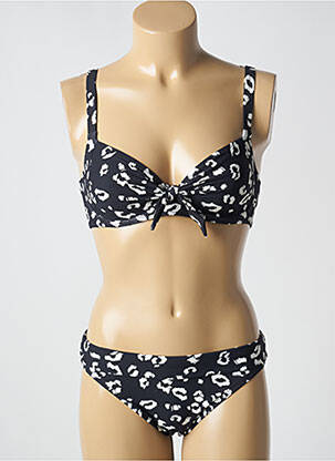 Maillot de bain 2 pièces stretch haut soutien-gorge emboitant noir LIDEA femme