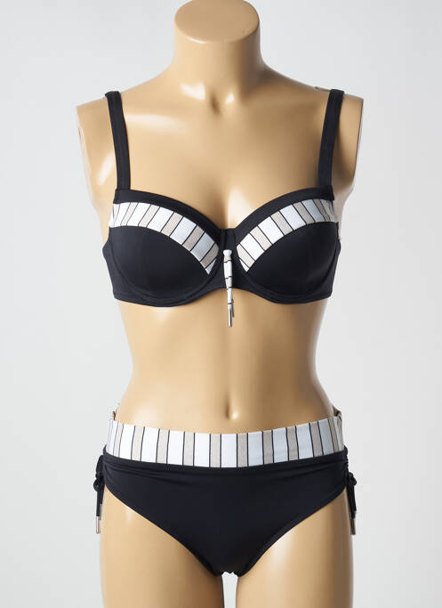 Maillot de bain 2 pièces stretch haut soutien-gorge moulé noir LIDEA femme