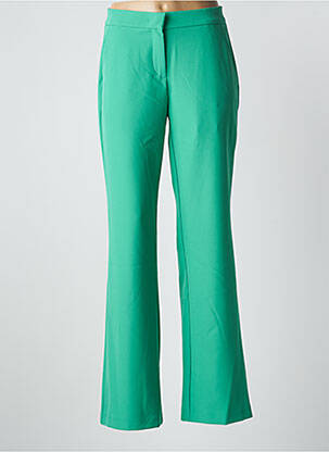 Pantalon flare fermeture zippée sous rabat avec crochet taille normale vert TONI femme