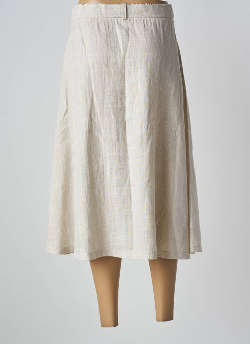 Jupe mi-longue fermeture zip latéral beige MARIA BELLENTANI femme