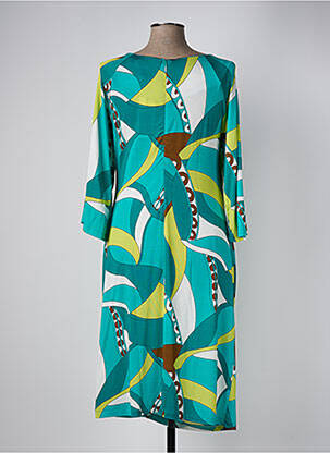 Robe mi-longue coupe fluide manches 3/4 vert MARIA BELLENTANI femme