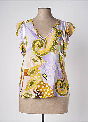 Top coupe fluide manches courtes violet MARIA BELLENTANI femme
