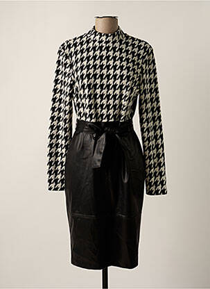 Robe mi-longue manches longues manches longues noir FRANK LYMAN femme