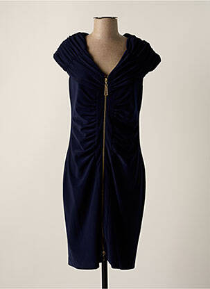 Robe mi-longue manches courtes manches courtes bleu FRANK LYMAN femme